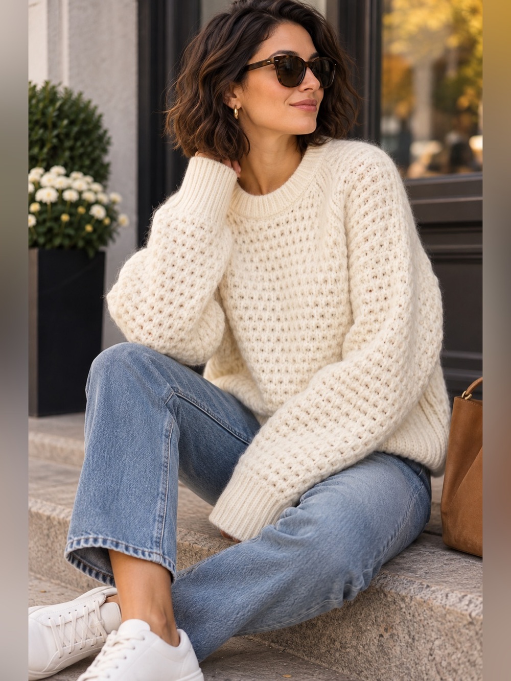Everlane The Cloud Oversized Crew Sweater Cream Alpaca Merino Wool M NWT